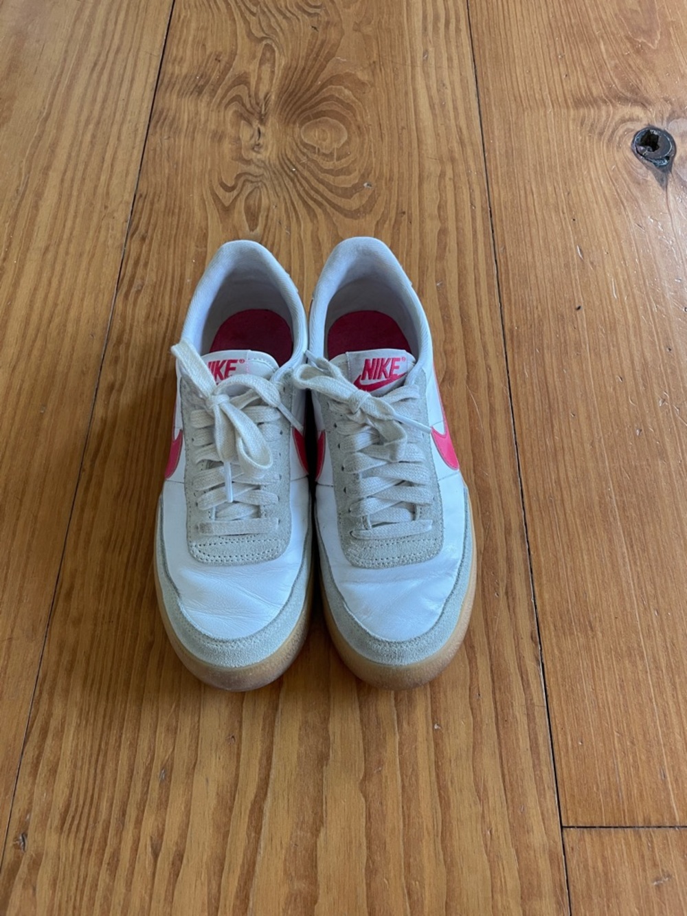 Nike Blazer Low White Sneakers with Pink Swoosh and Gum Sole women’s Size 6